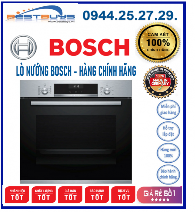 Lò Nướng Bosch HBA5570S0B Dung Tích 71L Gồm 10 Chức Năng Nướng, Mới 2021 , HÀNG CHÍNH HÃNG