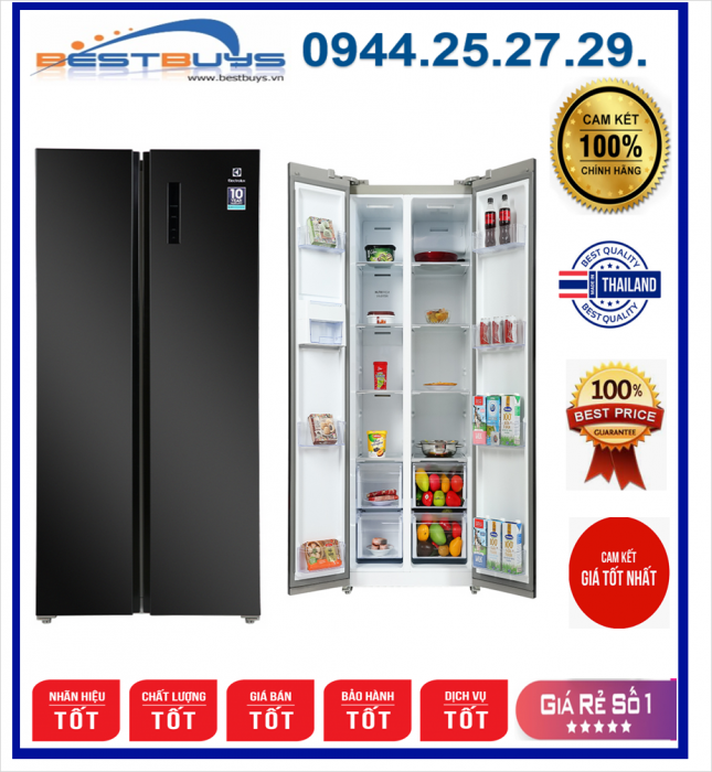 Tủ lạnh Side by side 505L Electrolux  ( ESE5401A-BVN ) Digital Inverter,MODEL MỚI 2021