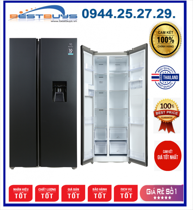 Tủ lạnh Side By Side Electrolux 606 lít ( ESE6141A-BVN ) Digital Inverter Mới 2021
