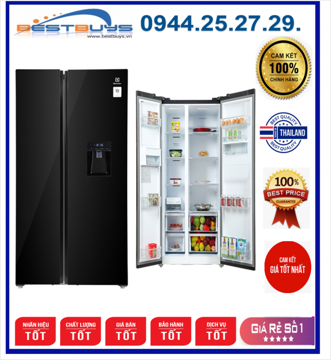 Tủ lạnh Side By Side Electrolux 660 lít ( ESE6645A-BVN ) Digital Inverter, MẶT GƯƠNG KÍNH , Mới 2021