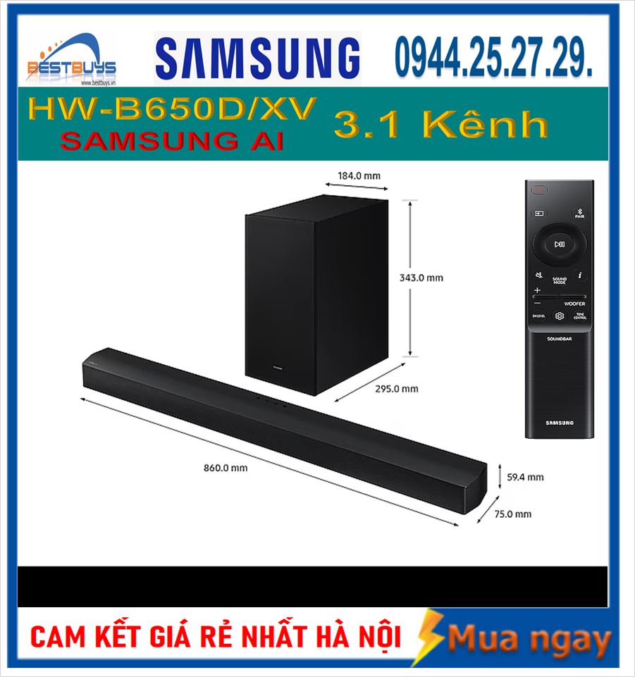 Loa Thanh Samsung HW-B650D có mức giá rẻ nhất , đẹp nhất và hay nhất Năm 2024