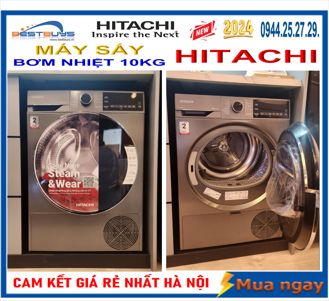 Đánh Giá Máy sấy bơm nhiệt Hitachi Inverter 10 kg TD-100XFVEM Mới 2024