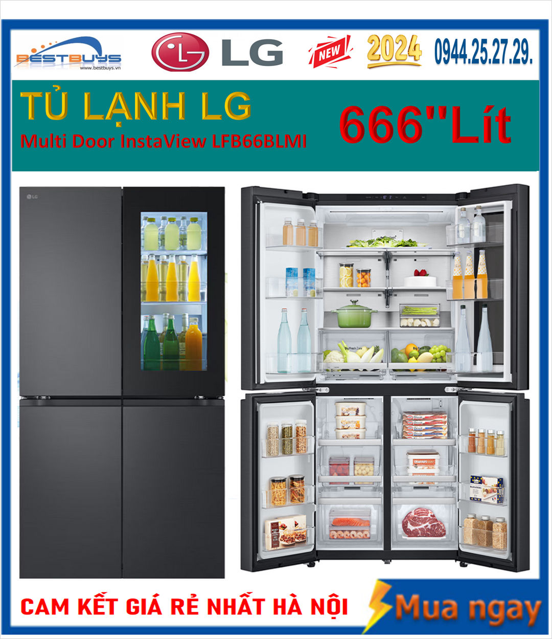 Tại sao Tủ lạnh LG Inverter 666 lít Multi Door InstaView LFB66BLMI lại bán chạy nhất ?
