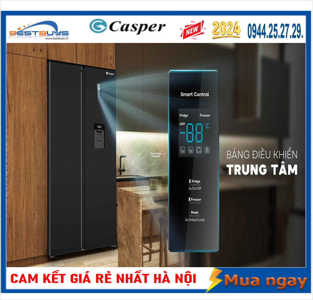 Đánh Giá Tủ lạnh Casper 458L Side by side RS-460PBW Mới 2024