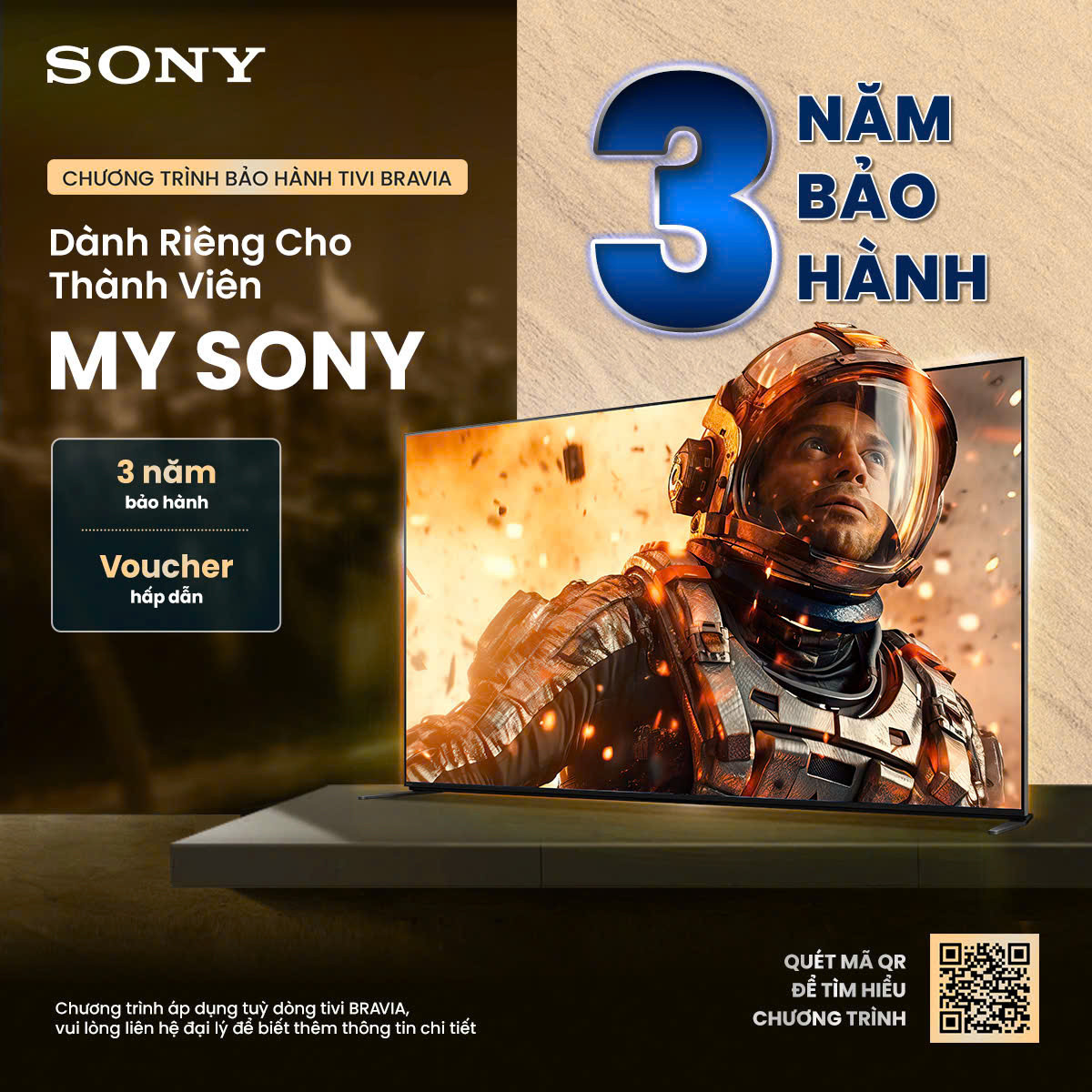 Mua tivi Sony tại Điện Máy Bestbuys được bảo hành chính hãng 3 năm toàn quốc