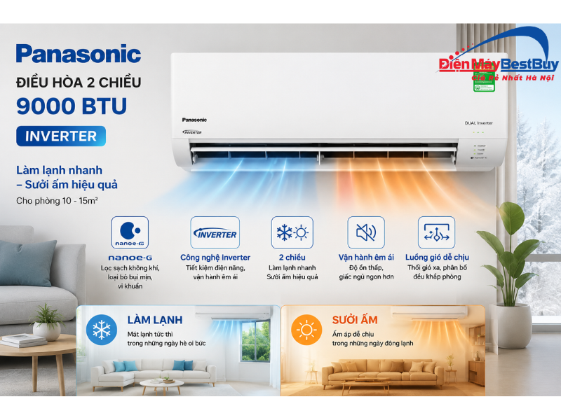 Điều hòa Panasonic 9000 2 chiều cho phòng ngủ