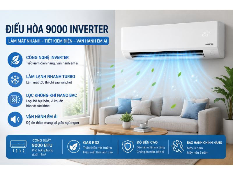 Lắp đặt điều hòa Funiki 9000 Inverter diện tích 15m2 đúng chuẩn, làm mát hiệu quả