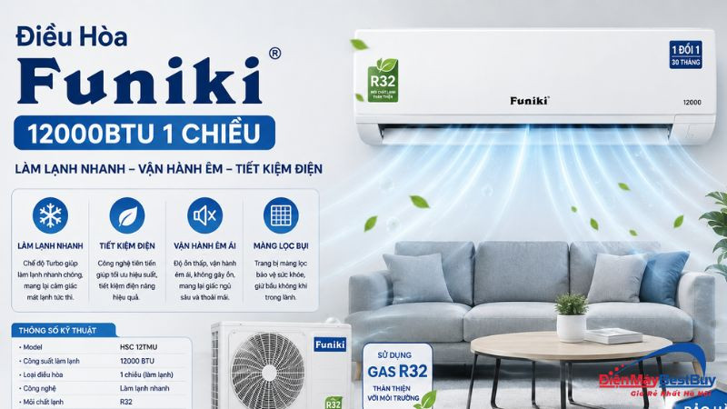 Điều hòa Funiki 12000 1 chiều – Có nên sử dụng?