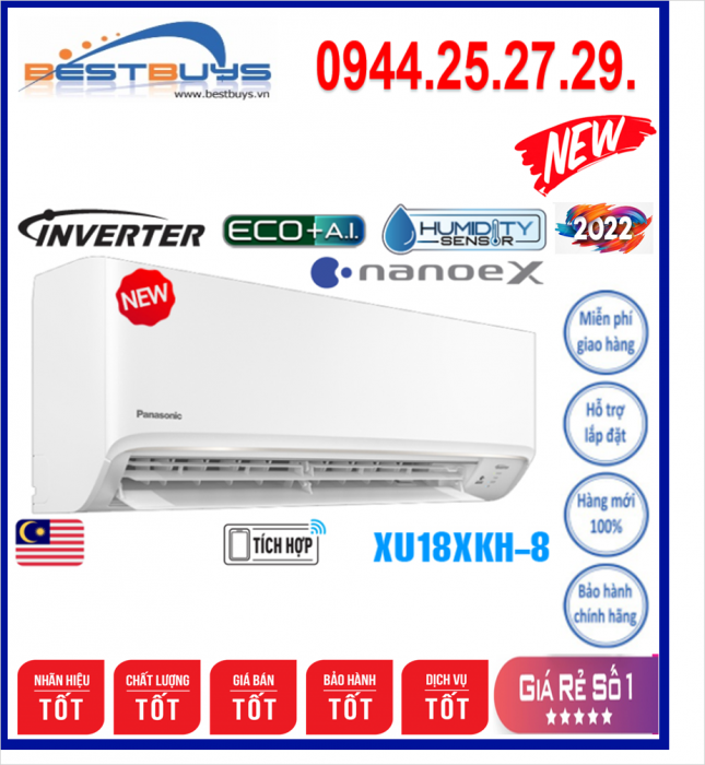 Điều hòa Panasonic inverter 1 chiều 18.000BTU XU18XKH-8 MỚI 2021