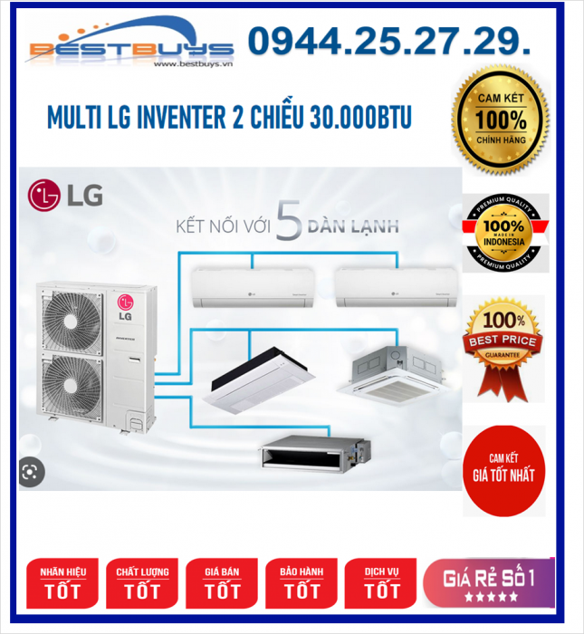 Điều hòa Multi 2 chiều LG A5UW40GFA0 Gas R410A - 40.000BTU Inverter Mới 2019