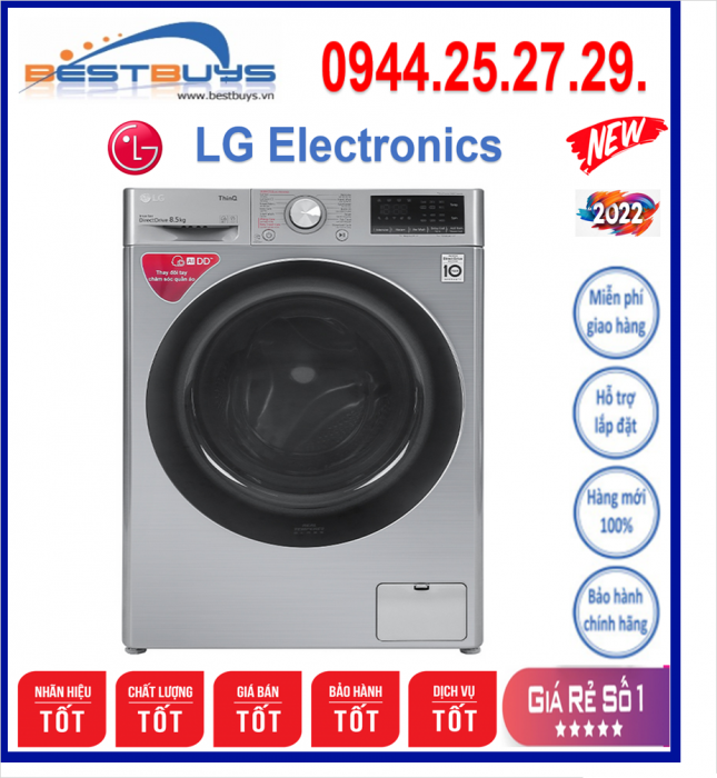 Máy giặt lồng ngang thông minh LG AI DD 8,5 kg (FV1408S4V)  Mới 2020
