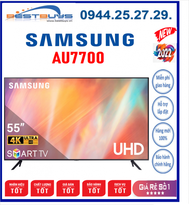 Smart Tivi Samsung 4K 50 inch 50AU7700 UHD Mới 2021