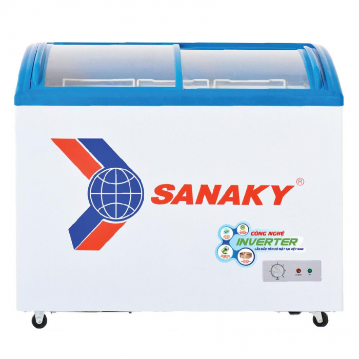Tủ đông Sanaky Inverter VH-4899K3 ( 340 lít, 1 ngăn đông, 2 cánh lùa, mặt kính cong, dàn lạnh đồng )