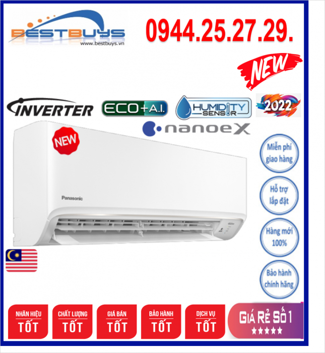 Điều hòa Panasonic 1 Chiều Inverter 18.000BTU CU/CS-U18XKH-8 Mới 2021