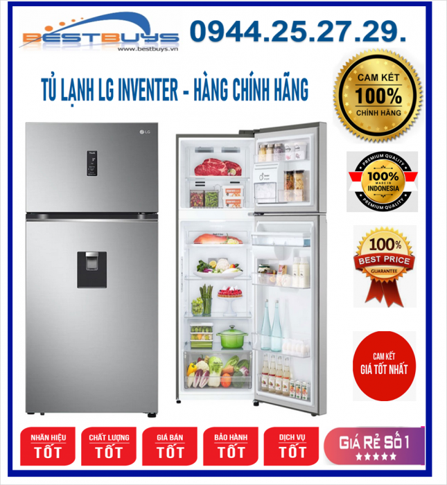 Tủ lạnh LG 394L Inverter GN-D392PSA Mới 2021