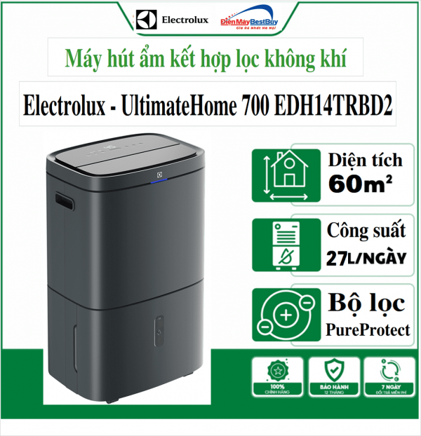 Máy hút ẩm Electrolux kết hợp lọc không khí UltimateHome 700 EDH14TRBD2 ( 27L cho phòng 58m² )