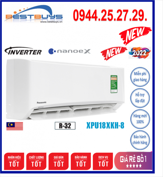 Điều hòa Panasonic Inverter 18000BTU - 1 chiều CU/CS-XPU18XKH-8