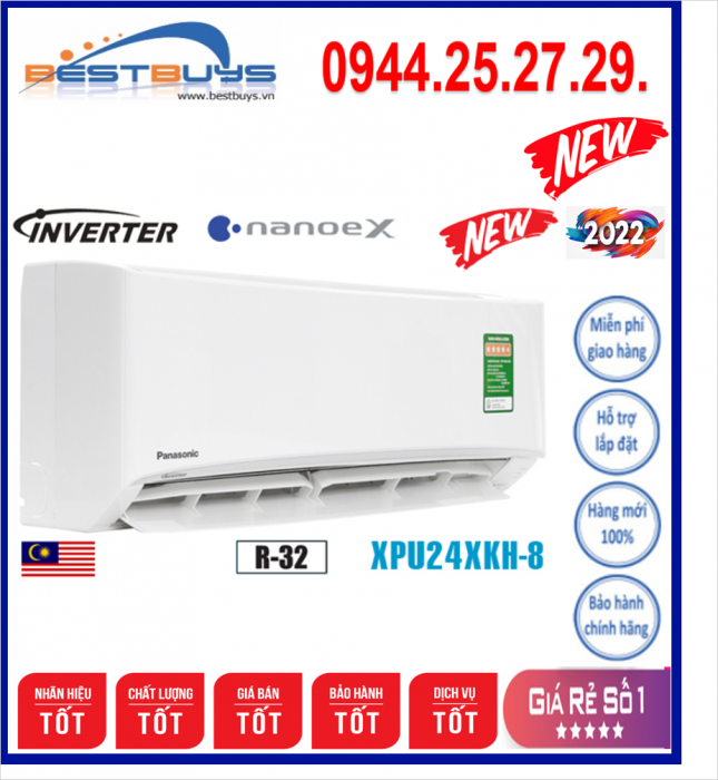 Điều hòa Panasonic Inverter 24000BTU - 1 chiều CU/CS-XPU24XKH-8