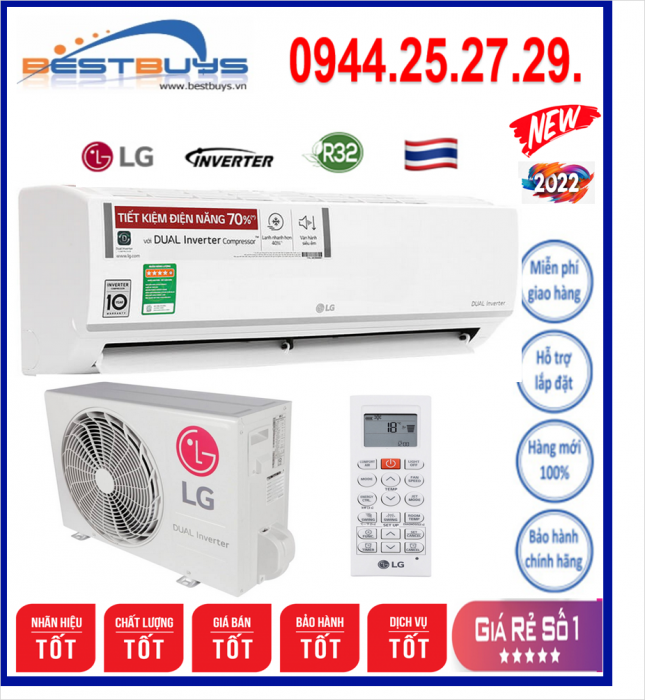 Điều hòa LG 24000BTU 1 chiều inverter V24ENF1 Dual Cool Mới 2021