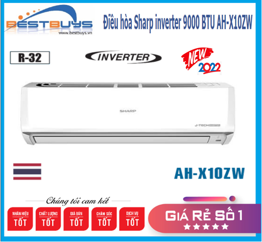 Điều hòa Sharp inverter 9000 BTU AH-X10ZW MỚI 2022