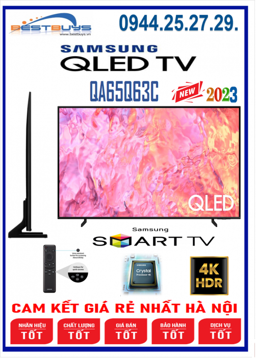 Smart Tivi Samsung QLED 4K 65 inch QA65Q63CAKXXV Mới 2023
