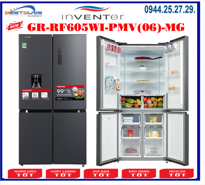 Tủ lạnh Toshiba GR-RF605WI-PMV(06)-MG Inverter 509 lít 