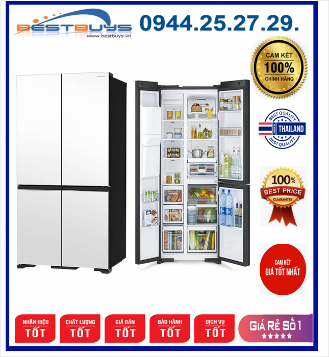 Tủ lạnh Hitachi Inverter 569 lít R-WB640VGV0X (MGW)
