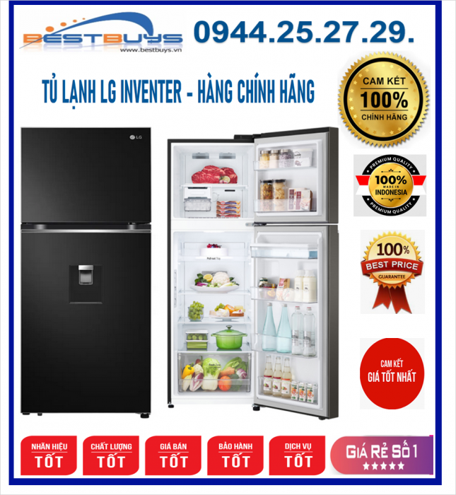 Tủ lạnh LG Inverter 314 Lít GN-D312BL