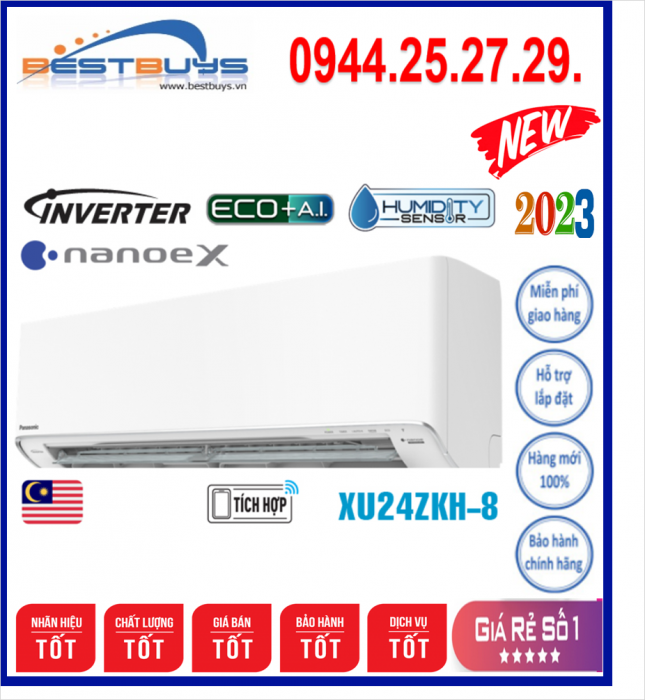 Điều hòa Panasonic inverter 1 chiều 24.000BTU XU24ZKH-8  MỚI 2023