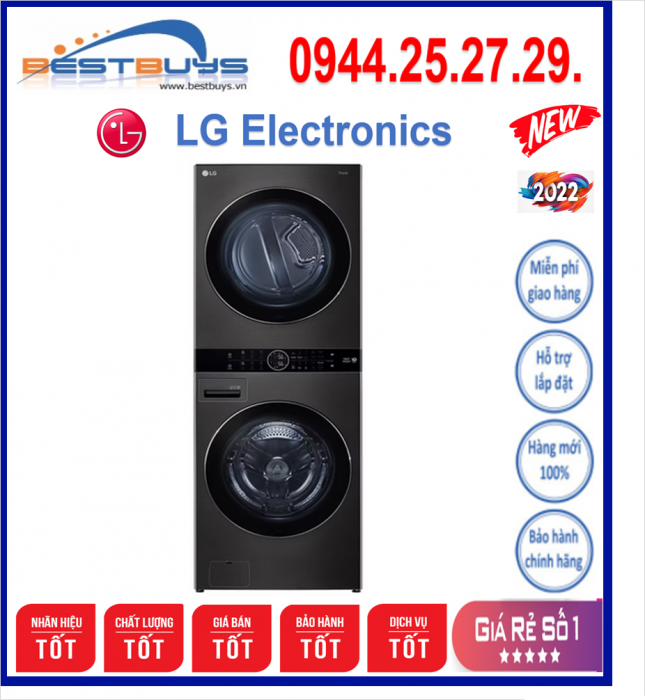 Tháp giặt sấy LG WashTower™ WT1410NHB giặt 14 Kg sấy 10 kg  [WT1410NHB] MỚI 2023