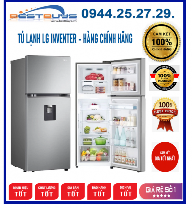 Tủ lạnh LG Inverter 314 Lít GN-D312PS