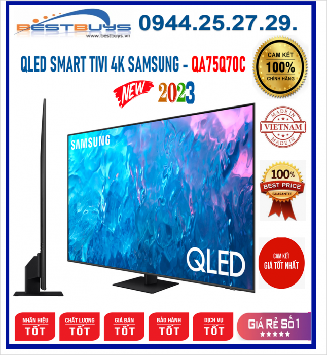 Smart Tivi QLED 4K 75 inch Samsung QA75Q70C [75Q70C ] MỚI 2023