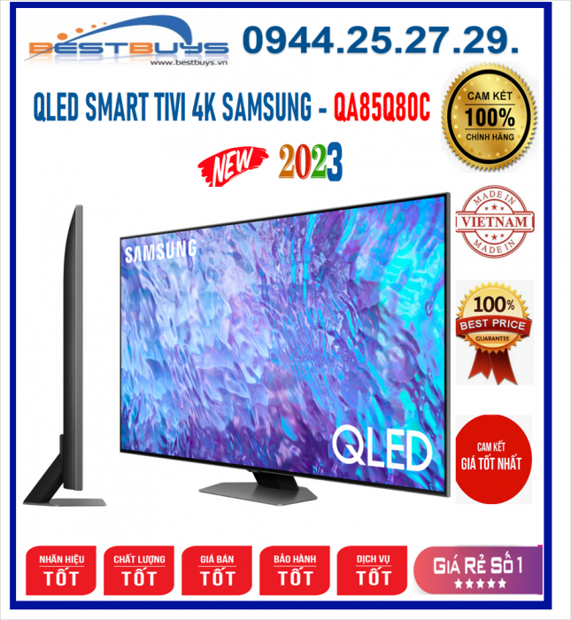 Smart Tivi QLED 4K 85 inch Samsung QA85Q80C [85Q80C ] MỚI 2023
