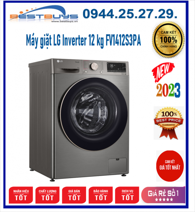 Máy giặt LG Inverter 12 kg FV1412S3PA [FV1412S3PA] MỚI 2023