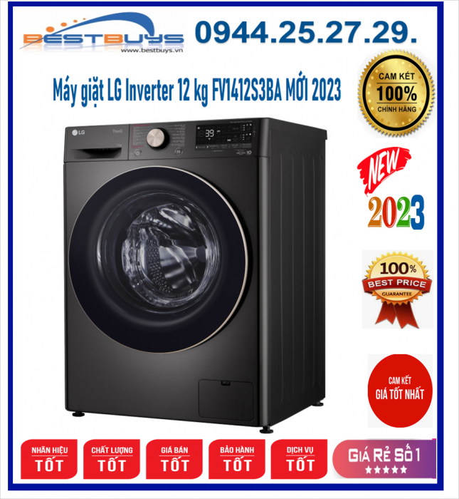 Máy giặt LG Inverter 12 kg FV1412S3BA [FV1412S3BA] MỚI 2023