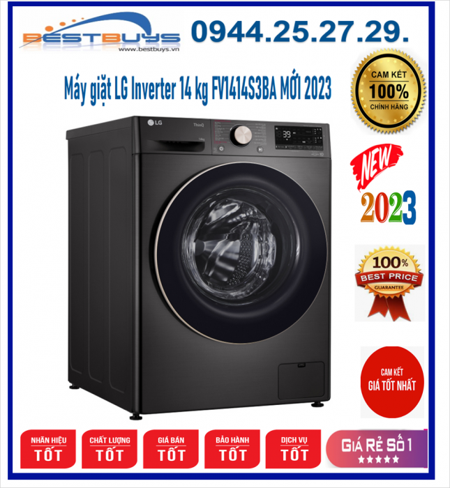 Máy giặt LG Inverter 14 kg FV1414S3BA [FV1414S3BA] MỚI 2023