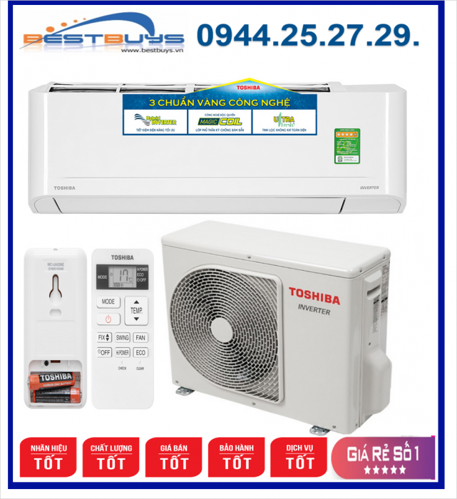 ĐIỀU HÒA Toshiba 9000BTU 1 CHIỀU Inverter RAS-H10C4KCVG-V MỚI 2023