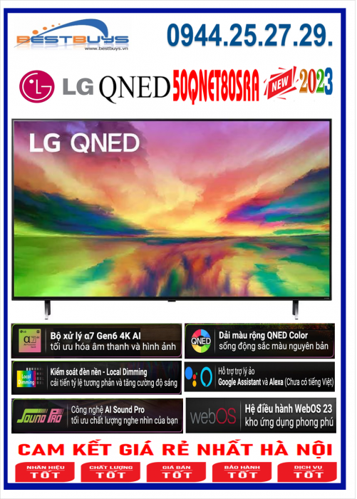Smart Tivi LG 50QNED80SRA  [ 50QNED80SRA ] QNED 4K 50 Inch MỚI 2023