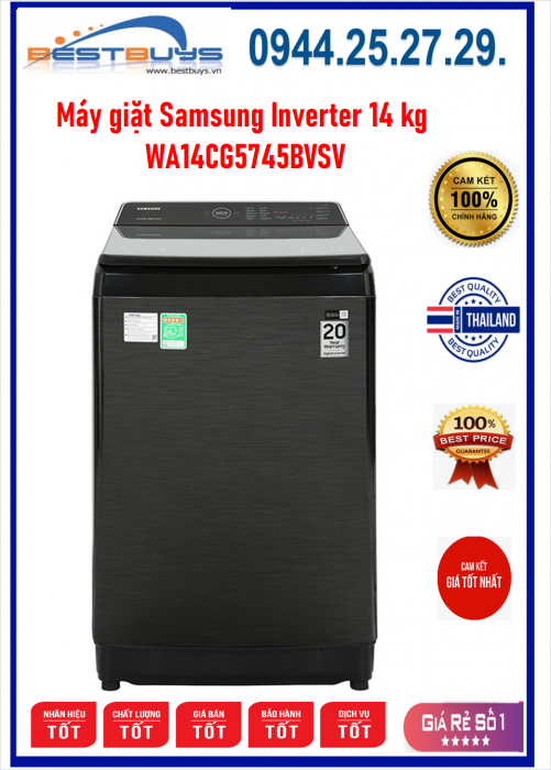 Máy giặt Samsung Inverter 14 kg WA14CG5745BVSV [WA14CG5745BV] MỚI 2023