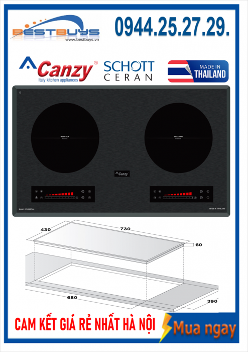 Bếp từ 2 VÙNG NẤU Canzy CZ-6868Plus - MADE IN THAILAN MỚI 2023