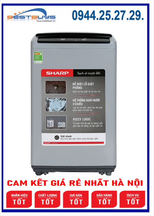 Máy giặt Sharp 7.5 Kg ES-Y75HV-S MỚI 2023