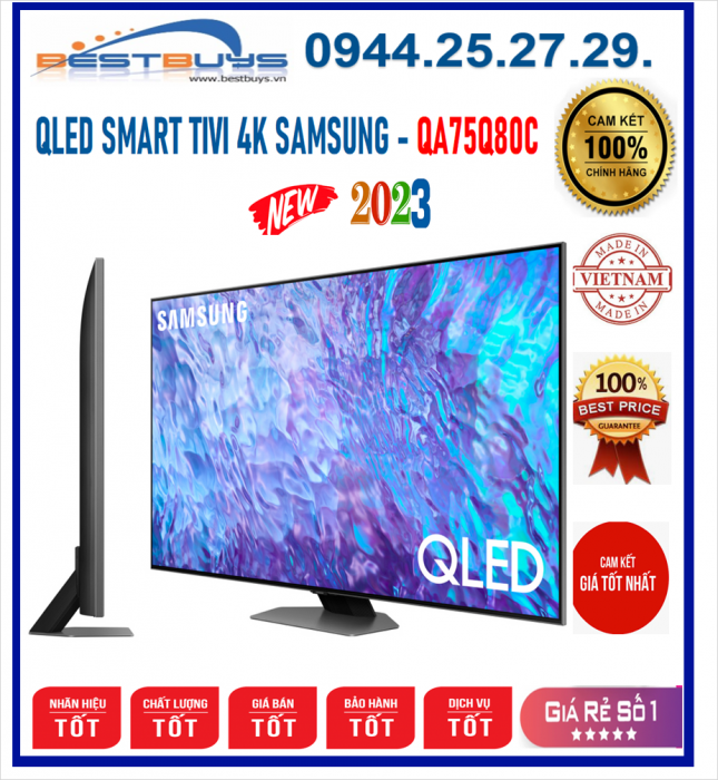 Smart Tivi SamSung 75Q80C  QLED 4K 75 inch [2023]