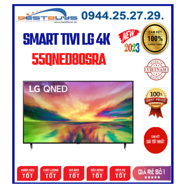 Smart Tivi LG 55QNED80SRA  [ 55QNED80SRA ] QNED 4K 55 Inch MỚI 2023