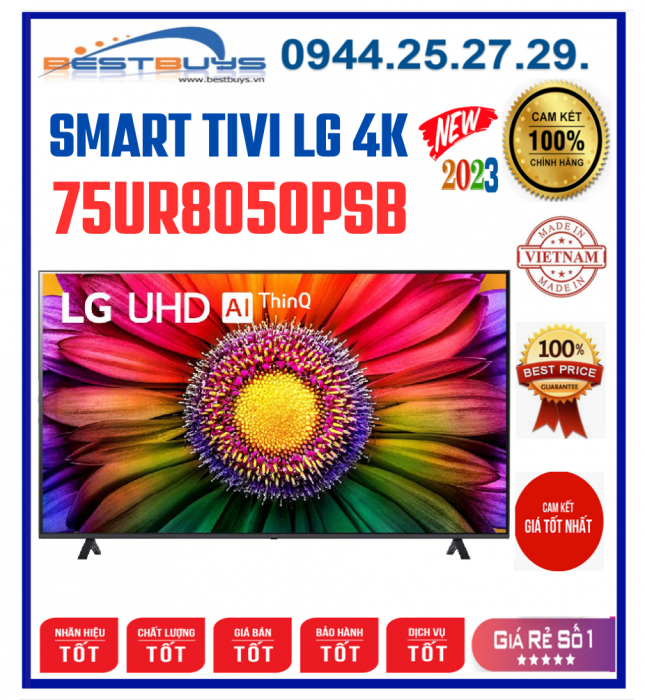 Smart Tivi LG 4K 75 inch 75UR8050PSB Mới 2023