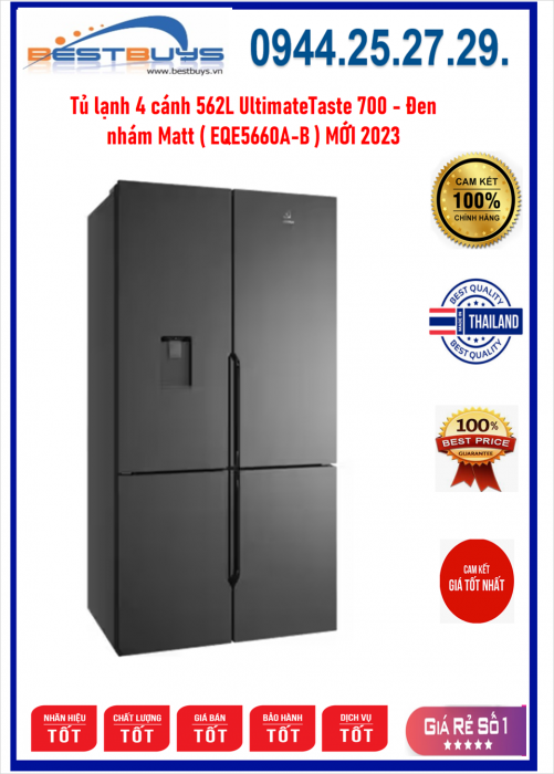 Tủ Lạnh Electrolux EQE5660A-B Inverter 562 lít 4 cánh [2023]