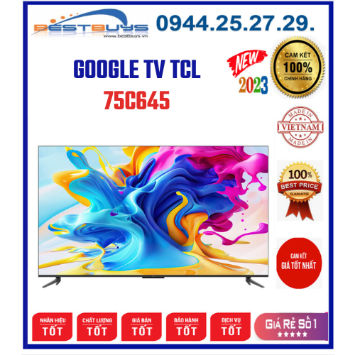 Google Tivi TCL 75C645 QLED 4K 75 inch [2023]
