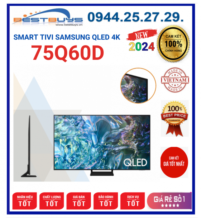 Smart Tivi Samsung 75Q60D QLED 4K 75 inch [2024]