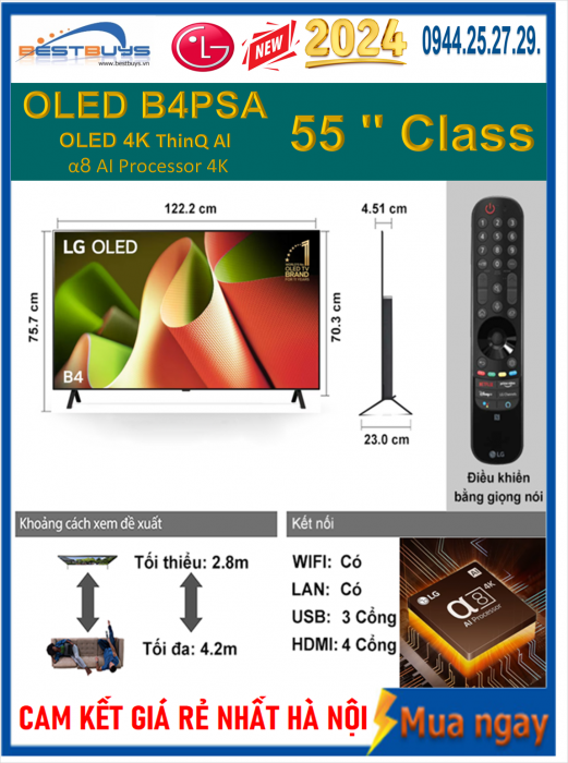 Smart Tivi LG OLED 55B4PSA 4K 55 inch [2024]