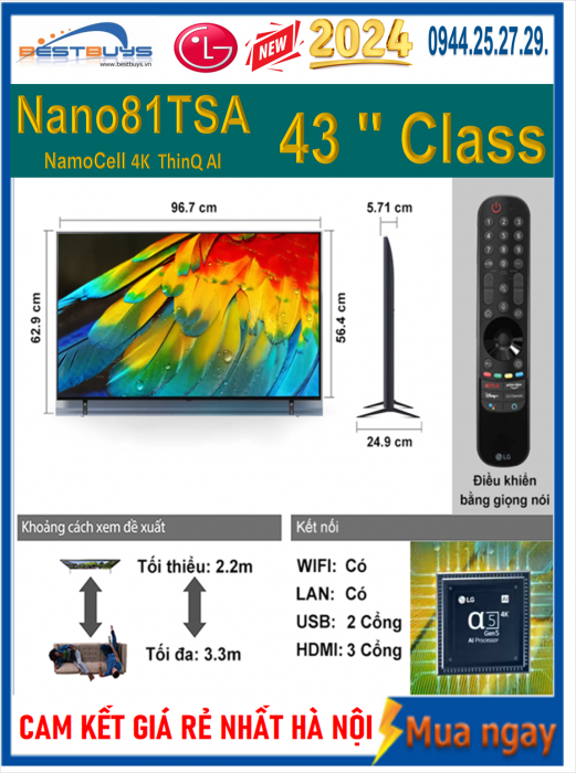 Smart Tivi LG 43NANO81TSA 4K 43 inch [2024]