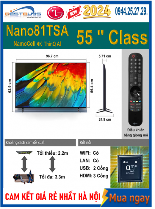 Smart Tivi LG 55NANO81TSA 4K 55 inch [2024]